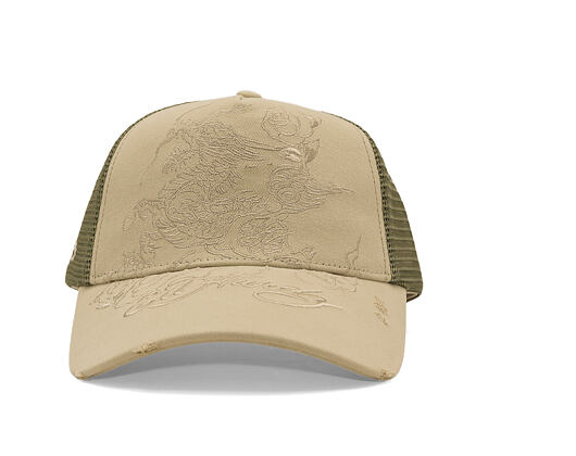 Cap Ed Hardy - Outline Dragon Distressed - Khaki