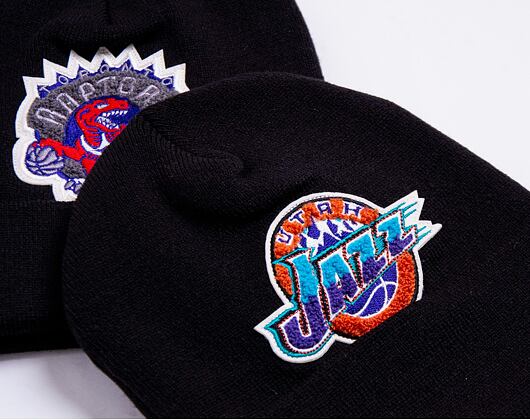Mitchell & Ness Utah Jazz Chenille Logo Cuff Knit Black Winter Beanie
