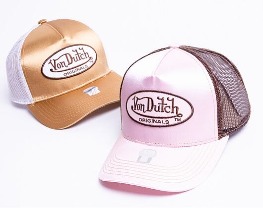 Von Dutch Cary Trucker Satin Lt.Pink/Brown Cap