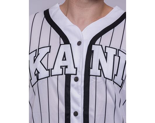 Karl Kani Serif Pinstripe Baseball Shirt white/black Jersey