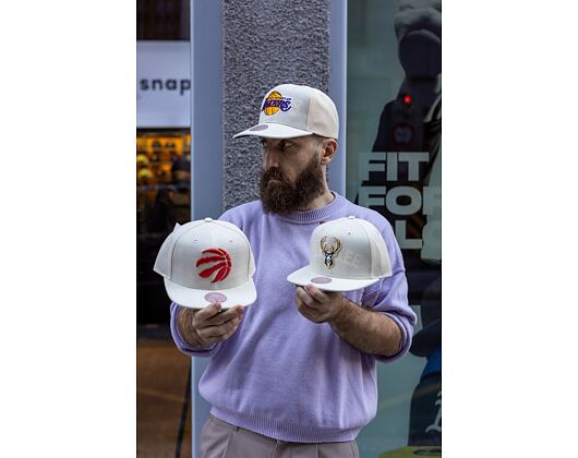 Mitchell & Ness Cut Away Snapback Nba Toronto Raptors Off White Cap