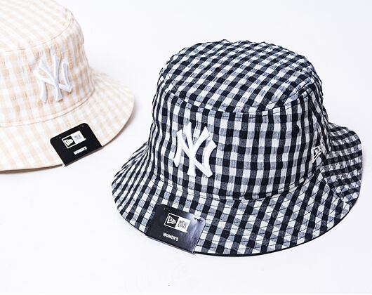 New Era MLB Womens Gingham Tapered Bucket New York Yankees Black Hat