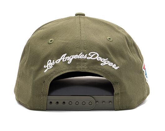 Kšiltovka New Era 9FIFTY MLB Side Patch Script Los Angeles Dodgers Olive / Dark Green