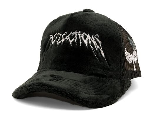 Cap Reflection Luxury Fuzzy Trucker - Satin Black / White
