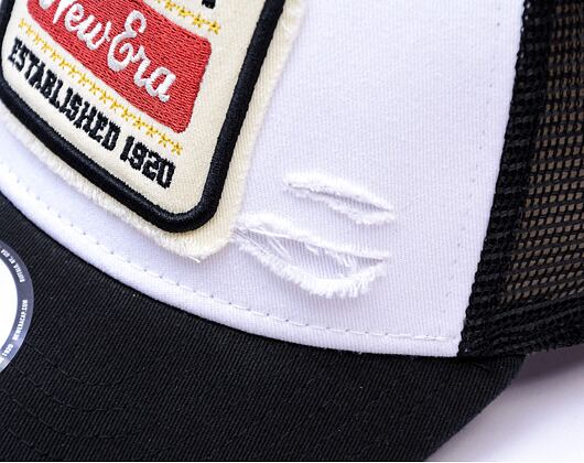 Kšiltovka New Era - Buffalo Patch Distress 9FORTY Trucker - White / Black
