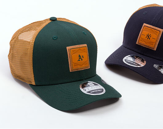 Kšiltovka New Era - MLB Debossed 9SEVENTY Stretch-Snap - Oakland Athletics - Green / Brown