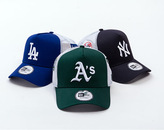 Kšiltovka New Era - MLB Mesh Patch 9FORTY Trucker - Oakland Athletics - Dark Green