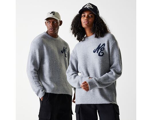 Svetr New Era - Branded Script Knit Sweater - Heather Grey