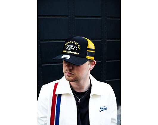 Kšiltovka Brixton - Ford Built Tough Mp Trucker Hat - Burnt Rubber/Empire Yellow