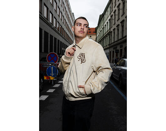 Jacket Karl Kani - Legacy Faux Suede Bowling Jacket - Beige