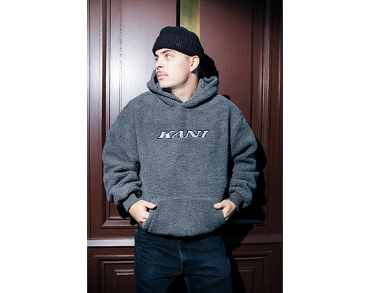 Mikina Karl Kani - Silver Teddy Hoodie - Grey