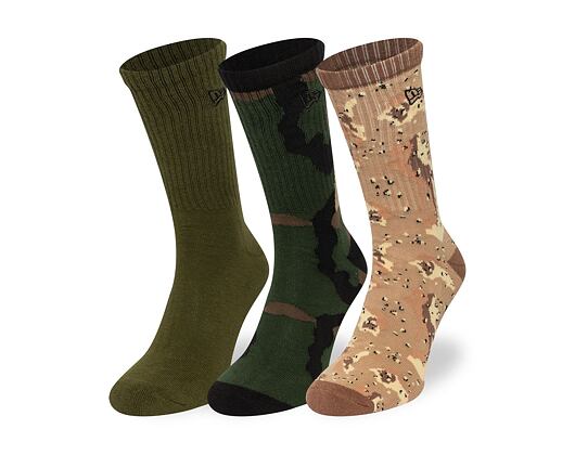 Socks New Era - Camo Crew Socks 3pk - Olive