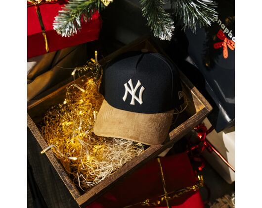 Cap New Era - MLB Suede Visor 9FORTY A-Frame - NY Yankees - Black / Camel