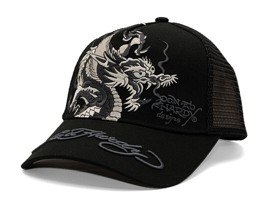 Cap Ed Hardy - Mono Giant Dragon Twill Front Mesh Trucker - Black/Black