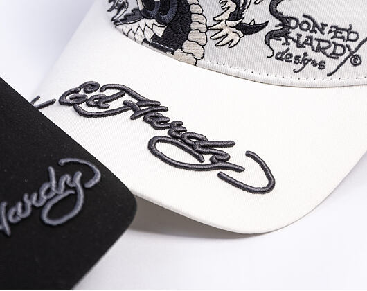 Cap Ed Hardy - Mono Giant Dragon Twill Front Mesh Trucker - White/Black