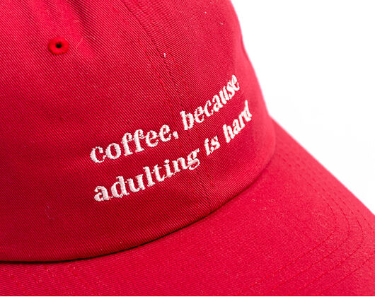 Kšiltovka 8by8 - Dadcap - "coffee, because adulting is hard" - Cranberry