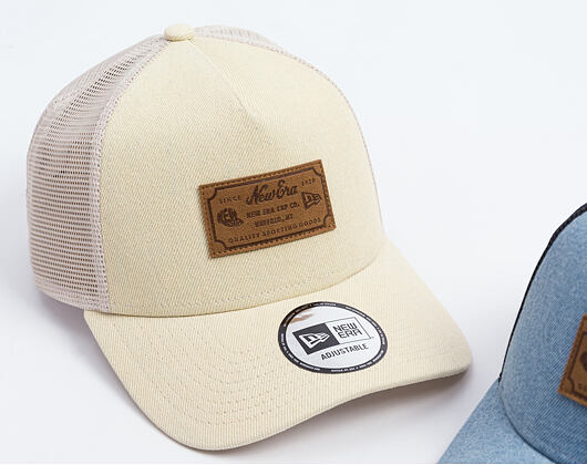Cap New Era - Branded Denim Leather Patch 9FORTY A-Frame Trucker - Camel