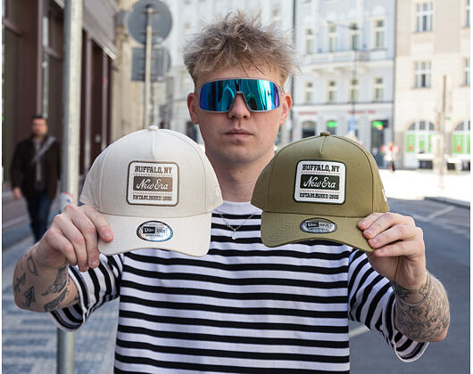 Cap New Era - Branded Buffalo Patch Linen 9FORTY A-Frame - Stone
