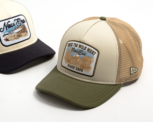 Cap New Era - Branded Wild West Patch 9FORTY M-CROWN A-Frame Trucker - New Olive / Stone