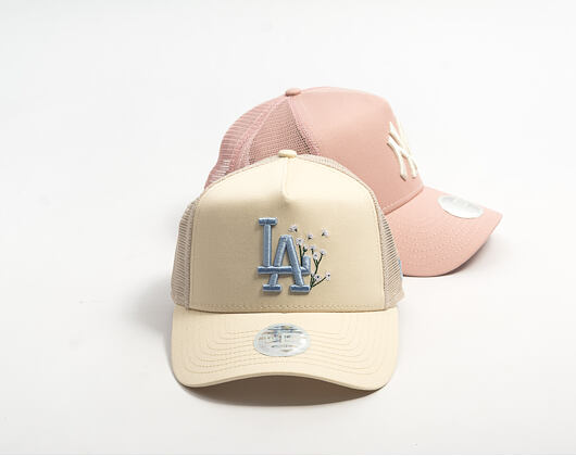 Womens Cap New Era - MLB Floral 9FORTY A-Frame Trucker - LA Dodgers - Cream / Sky Blue