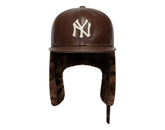 Cap New Era - MLB IMAGE DROP Leather Dog-Ear 59FIFTY - NY Yankees - Deep Auburn