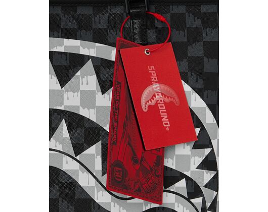 Bag Sprayground - Black And White Drip Check Shark Tote