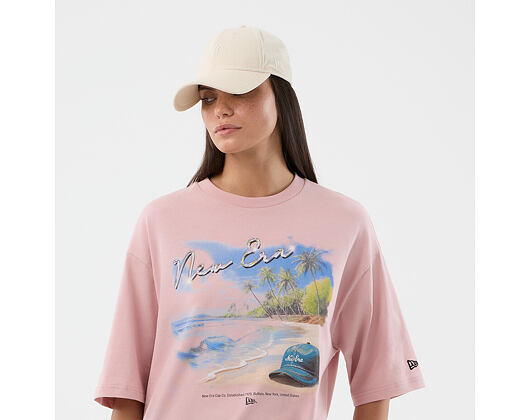 Tee New Era - Branded Beach Graphic Oversized Tee - Pink Rouge