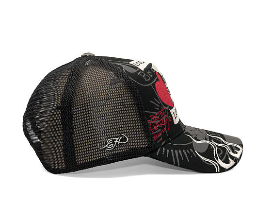 Cap Ed Hardy - Unisex Live Fast Love Hard 5 Panel Trucker Cap - Black