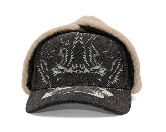 Cap Ed Hardy - Unisex 1971 Eagle Acid Wash 5 Panel Trapper Cap - Black