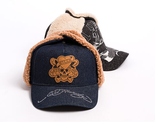 Cap Ed Hardy - Unisex Love Kills Slowly Denim 5 Panel Trapper Cap - Indigo