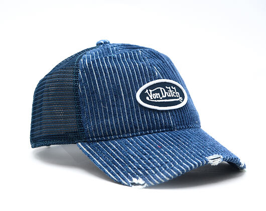 Cap Von Dutch - Striped Corduroy Oval Patch Baseball - Navy