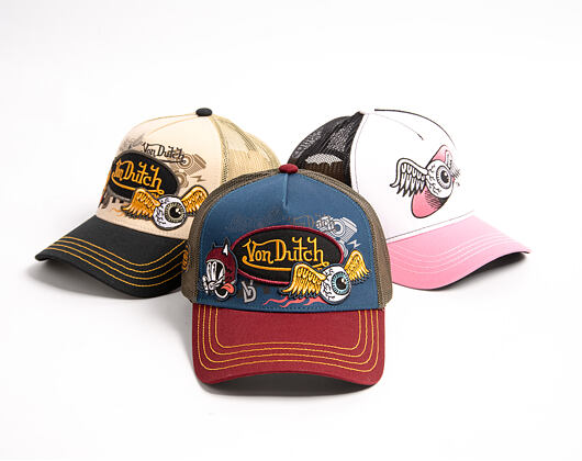Cap Von Dutch - Devil Cat Hot Rod Patch & Print Trucker - Blue / Burgundy