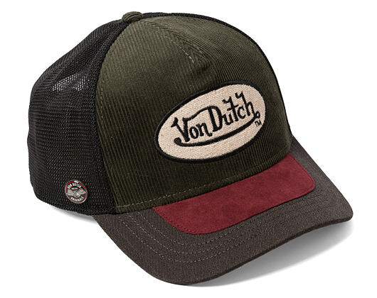 Cap Von Dutch - Corduroy Oval Patch Baseball - Olive / Burgundy