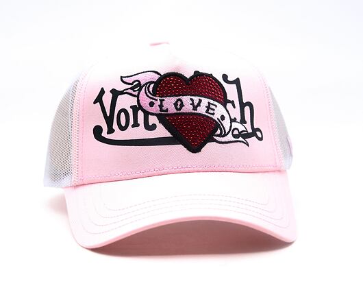 Womens Cap Von Dutch - Trucker - Love Patch - Light Pink