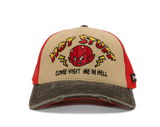 Cap Capslab - Hot Stuff Trucker - Come Visit Me In Hell Distressed - Sand / Red