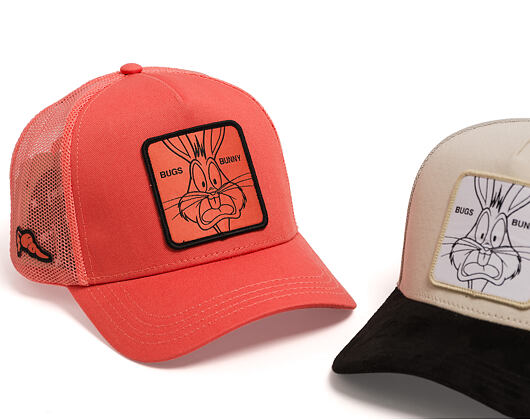Cap Capslab - Looney Tunes Trucker - Bugs Bunny Line Art Patch - Coral