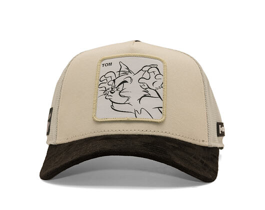 Cap Capslab - Tom & Jerry Trucker - Tom Line Art Suede Visor - Off White / Black