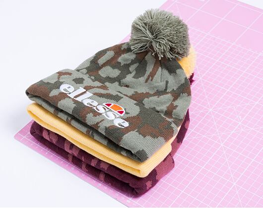 Ellesse Velly Camo Pom Pom Beanie Khaki