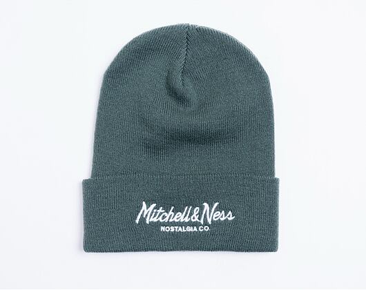 Mitchell & Ness Branded Pinscript Cuff Knit Dark Green Winter Beanie