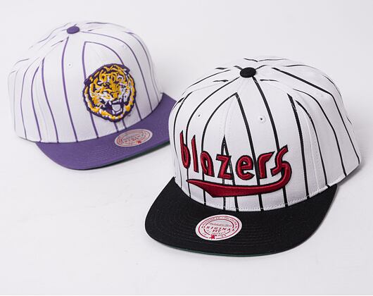 Mitchell & Ness NBA Retro Pinstripe Snapback Hwc Portland Trail Blazers White Cap