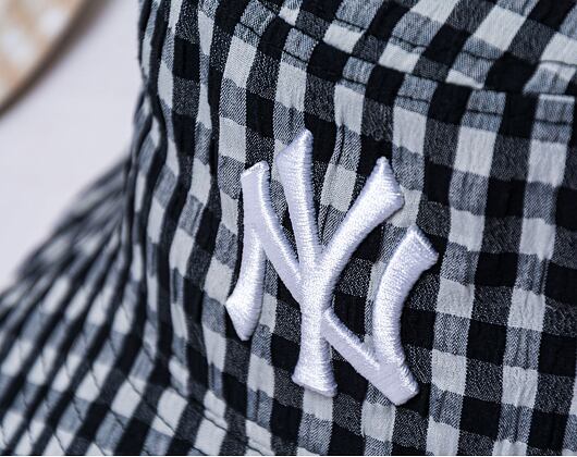 New Era MLB Womens Gingham Tapered Bucket New York Yankees Black Hat