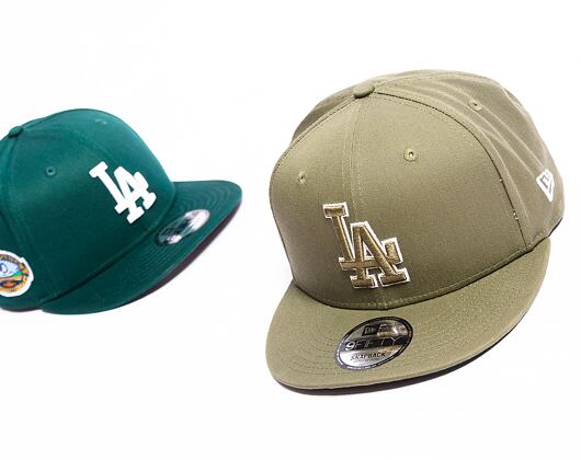 Kšiltovka New Era 9FIFTY MLB Side Patch Script Los Angeles Dodgers Olive / Dark Green