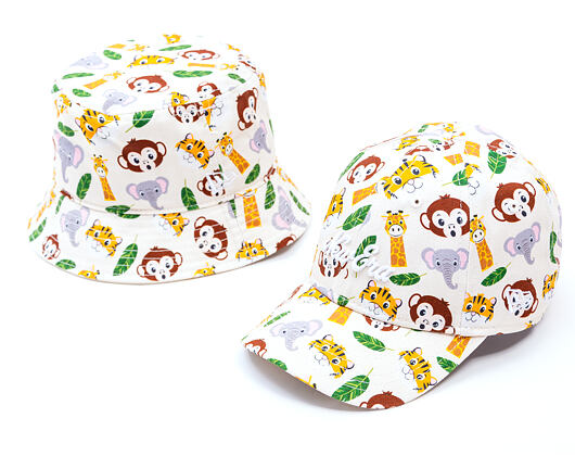 Dětská Kšiltovka New Era - Branded Safari AOP 9FORTY - Stone / White