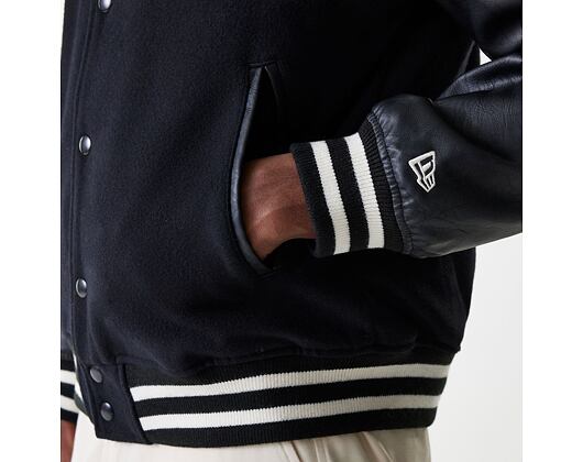 Bunda New Era - Hooded Varsity Jacket - Black