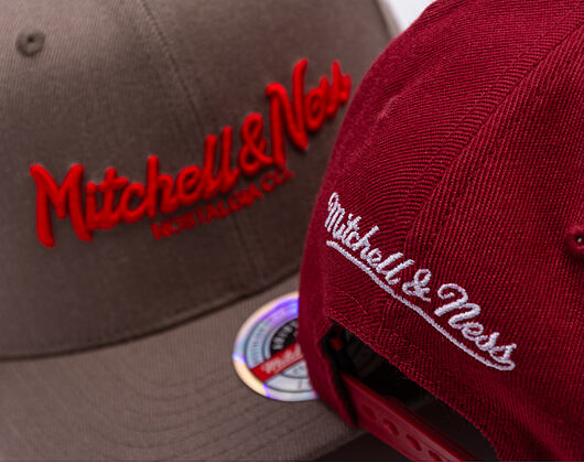 Mitchell & Ness Pinscript Redline Snapback Branded Burgundy / White Cap