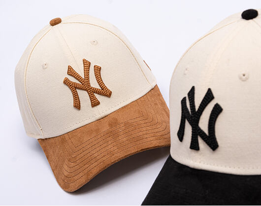 Womens Cap New Era - MLB Faux Suede 9FORTY - NY Yankees - Cream / Camel