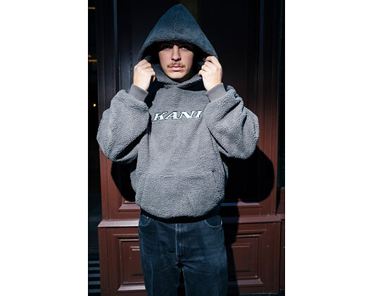 Mikina Karl Kani - Silver Teddy Hoodie - Grey