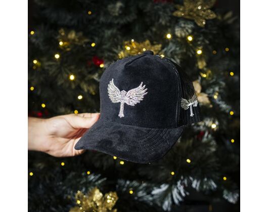 Kšiltovka Reflection Luxury Velvet Rhinostones Black / White