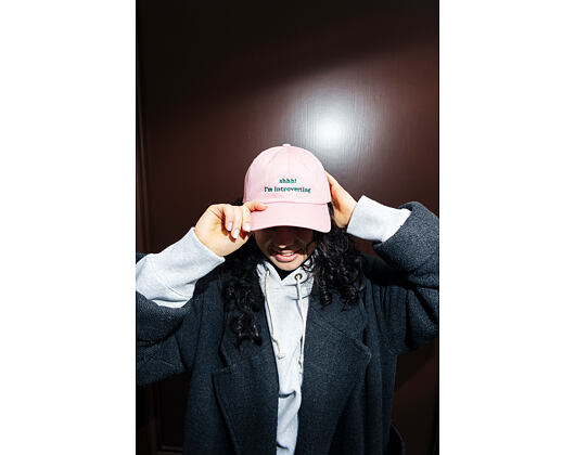 8by8 Dadcap - "shhh! I'm introverting" - Baby Pink/Green