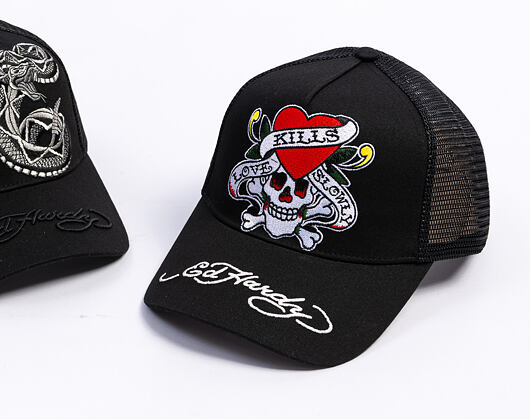 Cap Ed Hardy - Love-Slowly Twill Front Mesh Trucker - Black